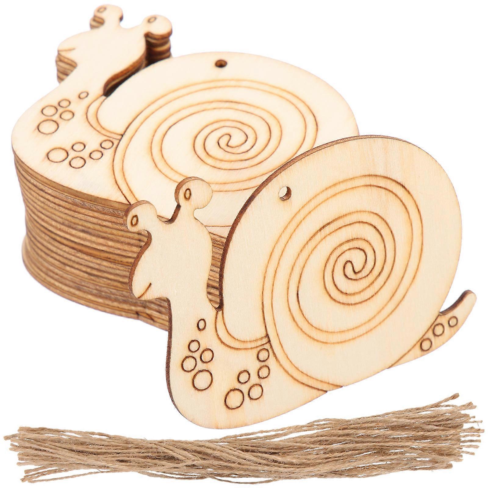 DIY Snail Shape Wooden Cutouts Unfinished for Crafts 200Sets Light Yellow