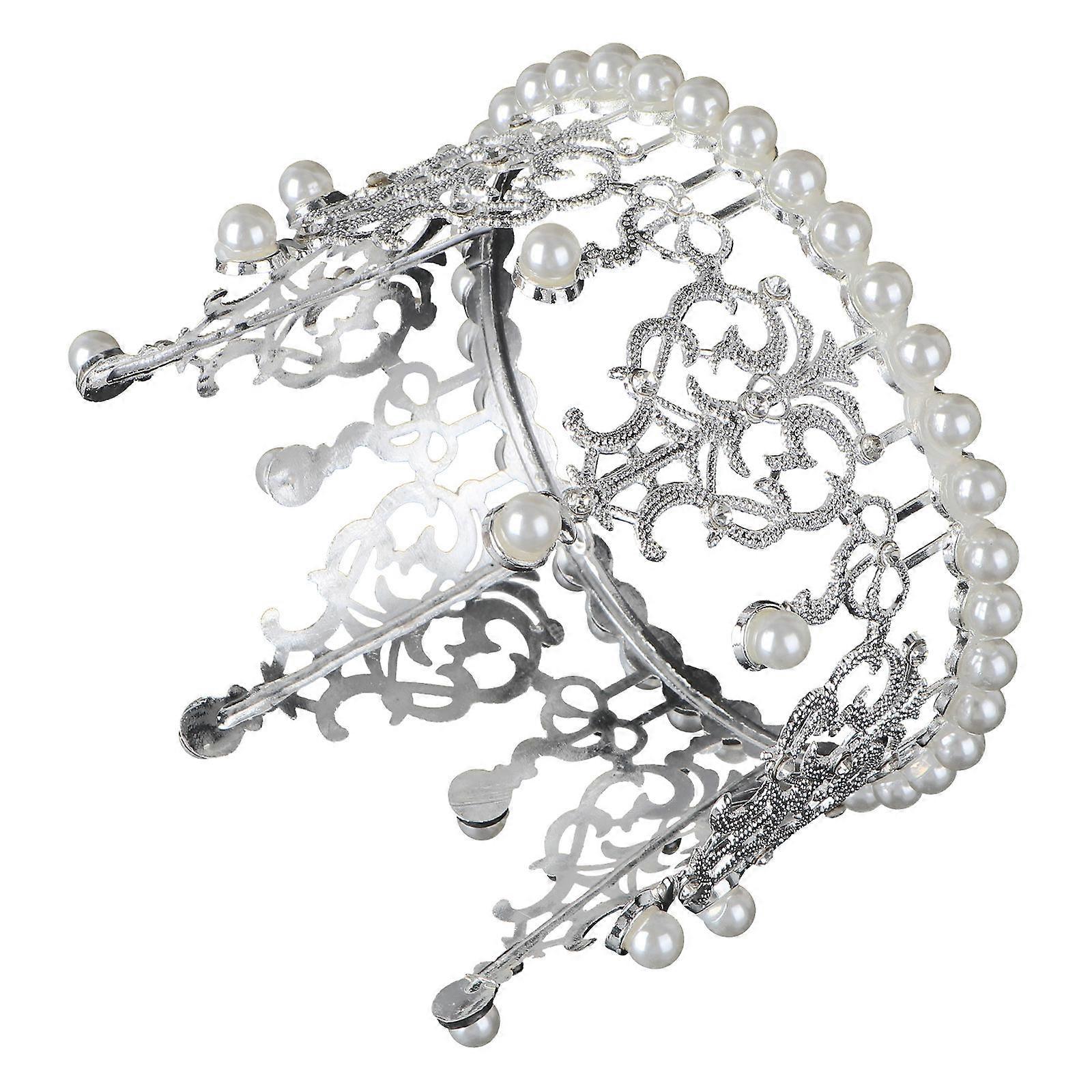 2Pcs Silver Crown Cake Topper Decoration with Rhinestones for Wedding