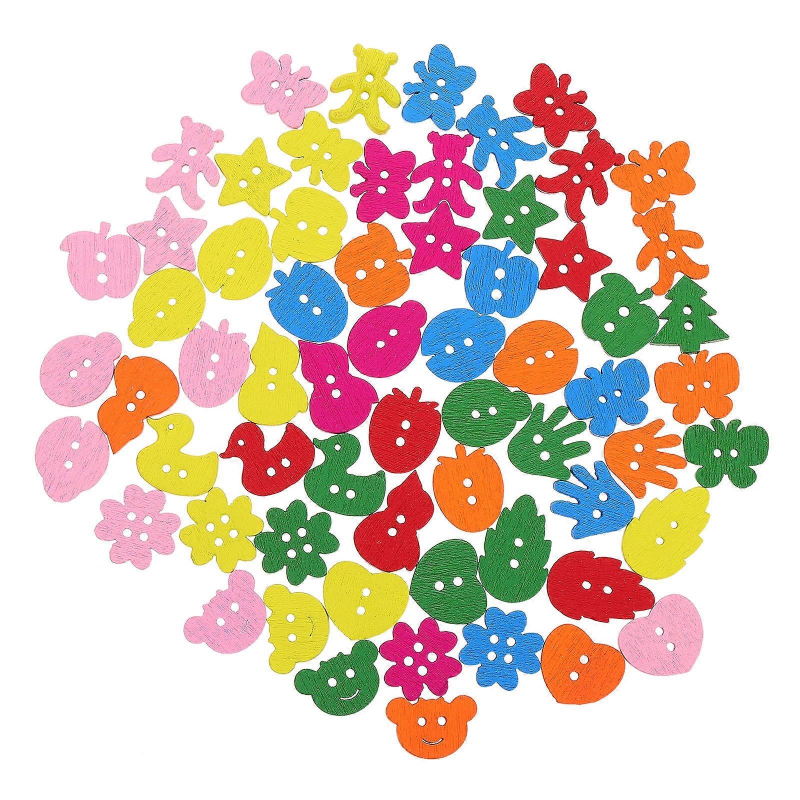 Wooden Buttons for Garment Sewing with Holes 200Pcs Colorful Set