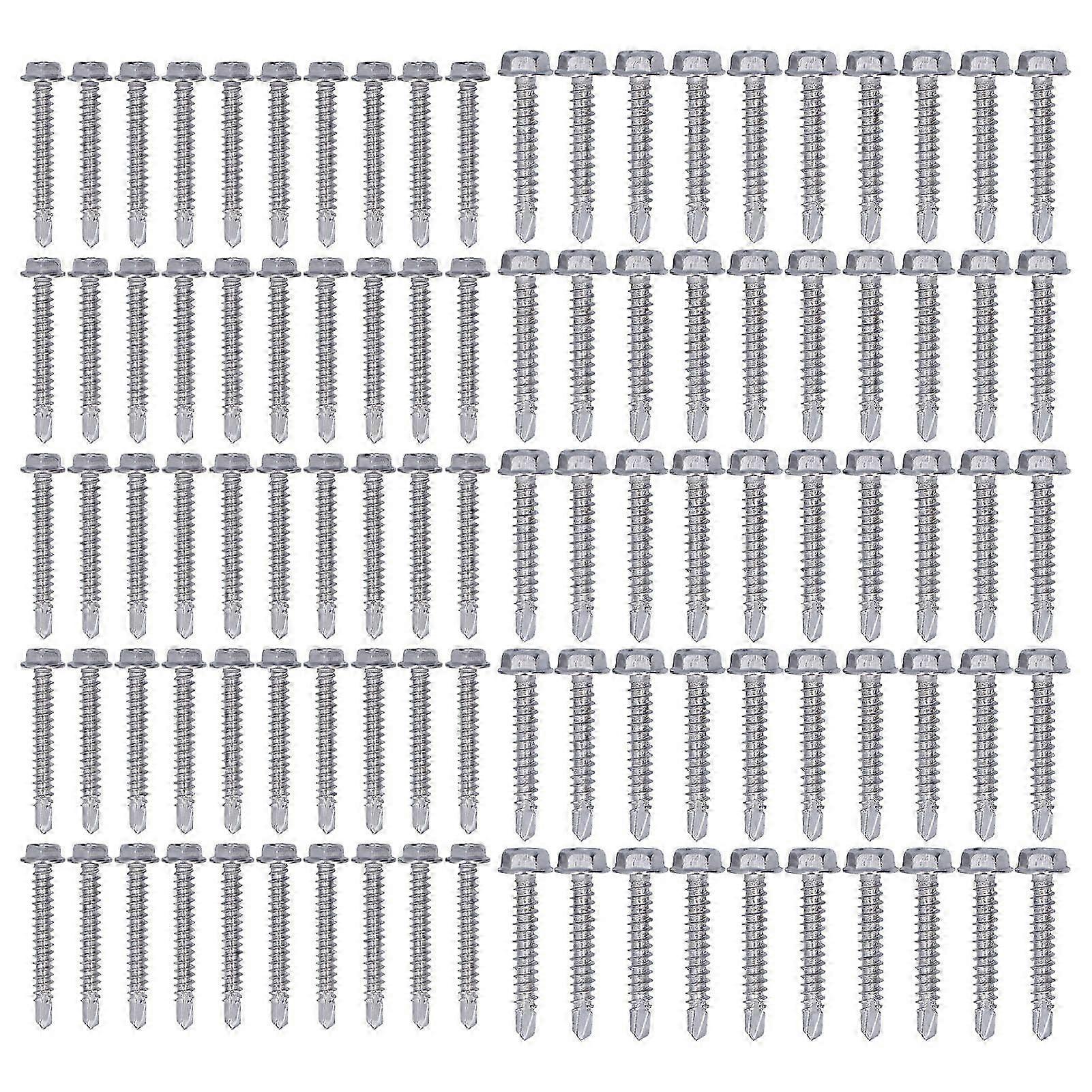 Høykvalitets 100 stk410 sekskantede selvborende skruer i rustfritt stål