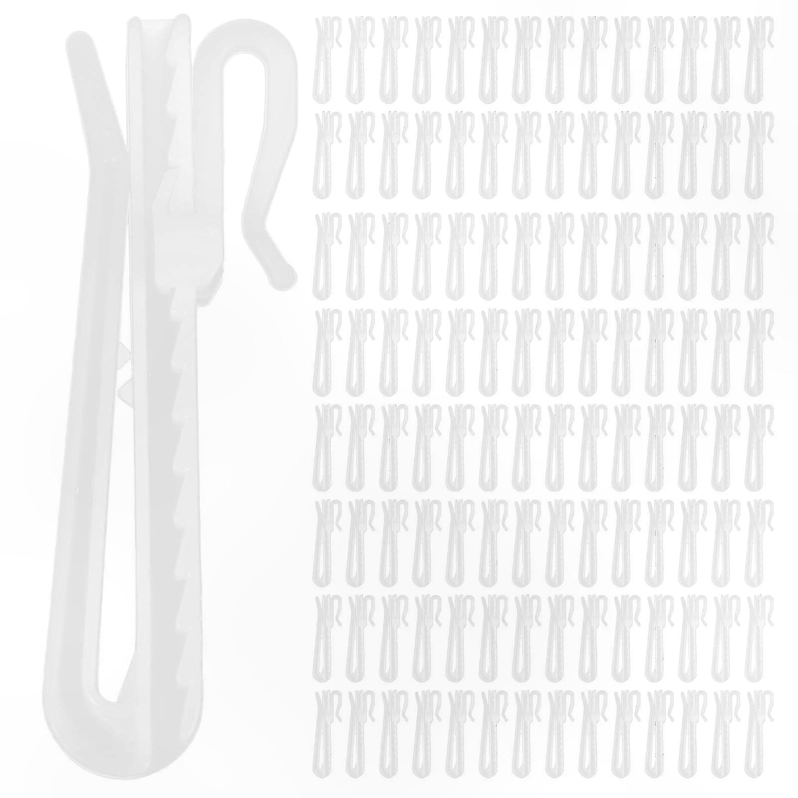 100 Pack Plastic Adjustable Curtain Hooks for Drapery and Pin Hanging Solutions