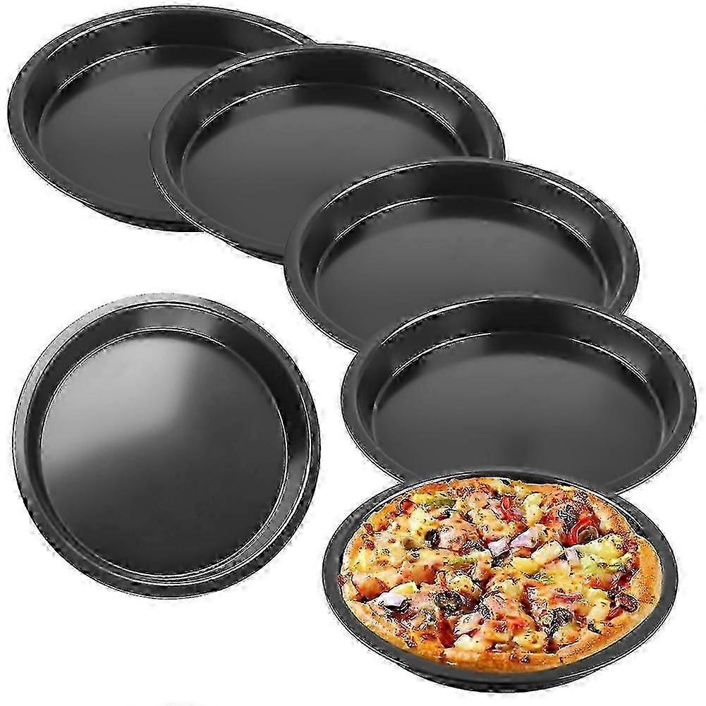 Set of 6 Pizza Plates, Round Pizza Plates, Diameter 20 Cm,Steel Pizza Pan, Non-Stick Coating, Non- p