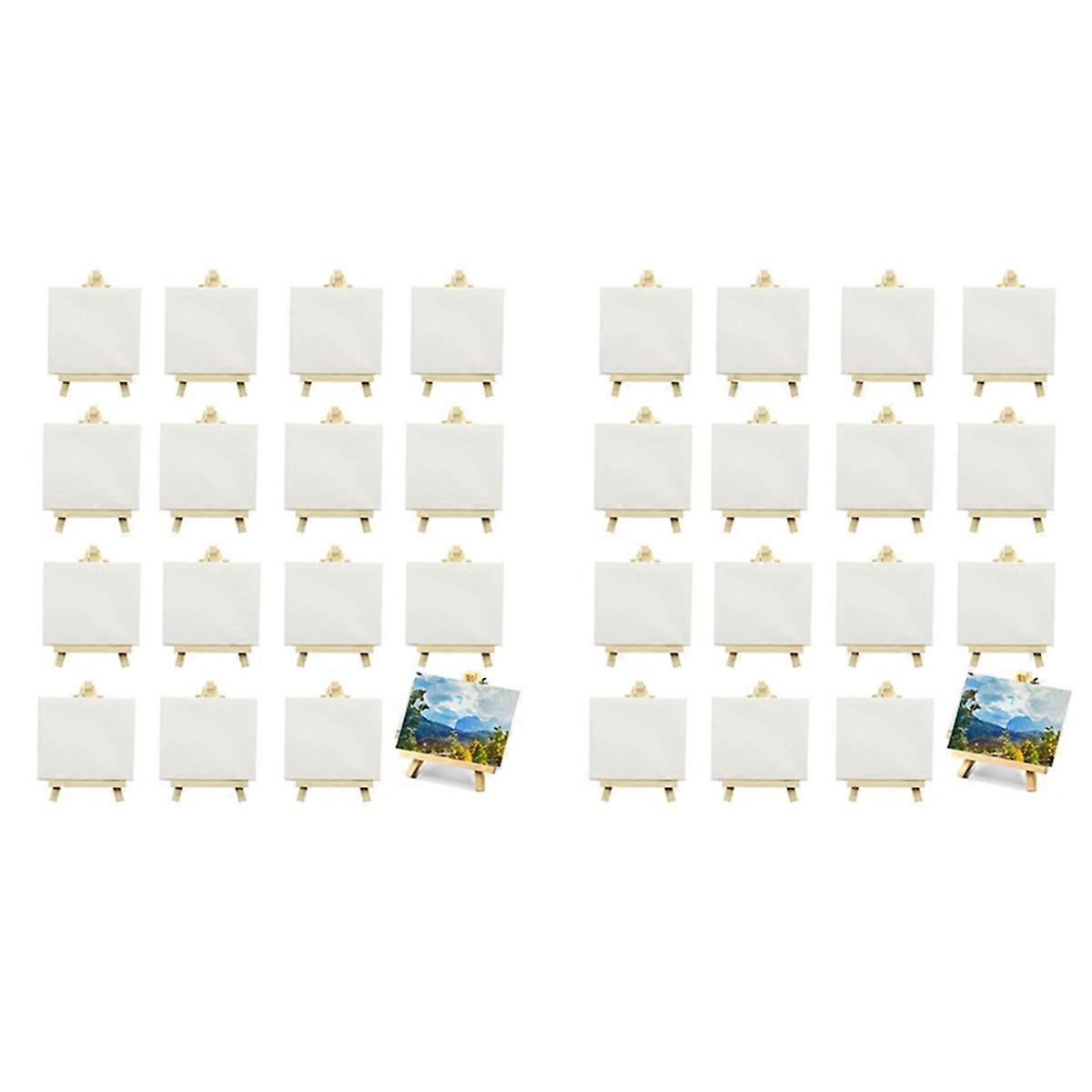 16Pcs 4 x 4Inch Mini Canvases with Easel Canvases for Kids Painting