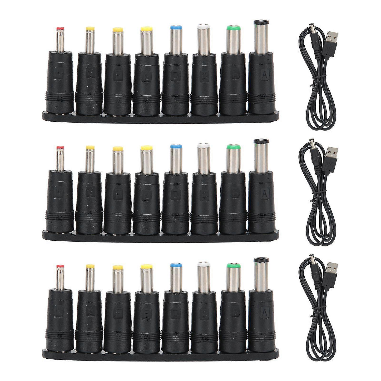 3 Set USB to DC Cable 8 in 1 Power Cord Interchangeable Plug Connector Computer Accessories