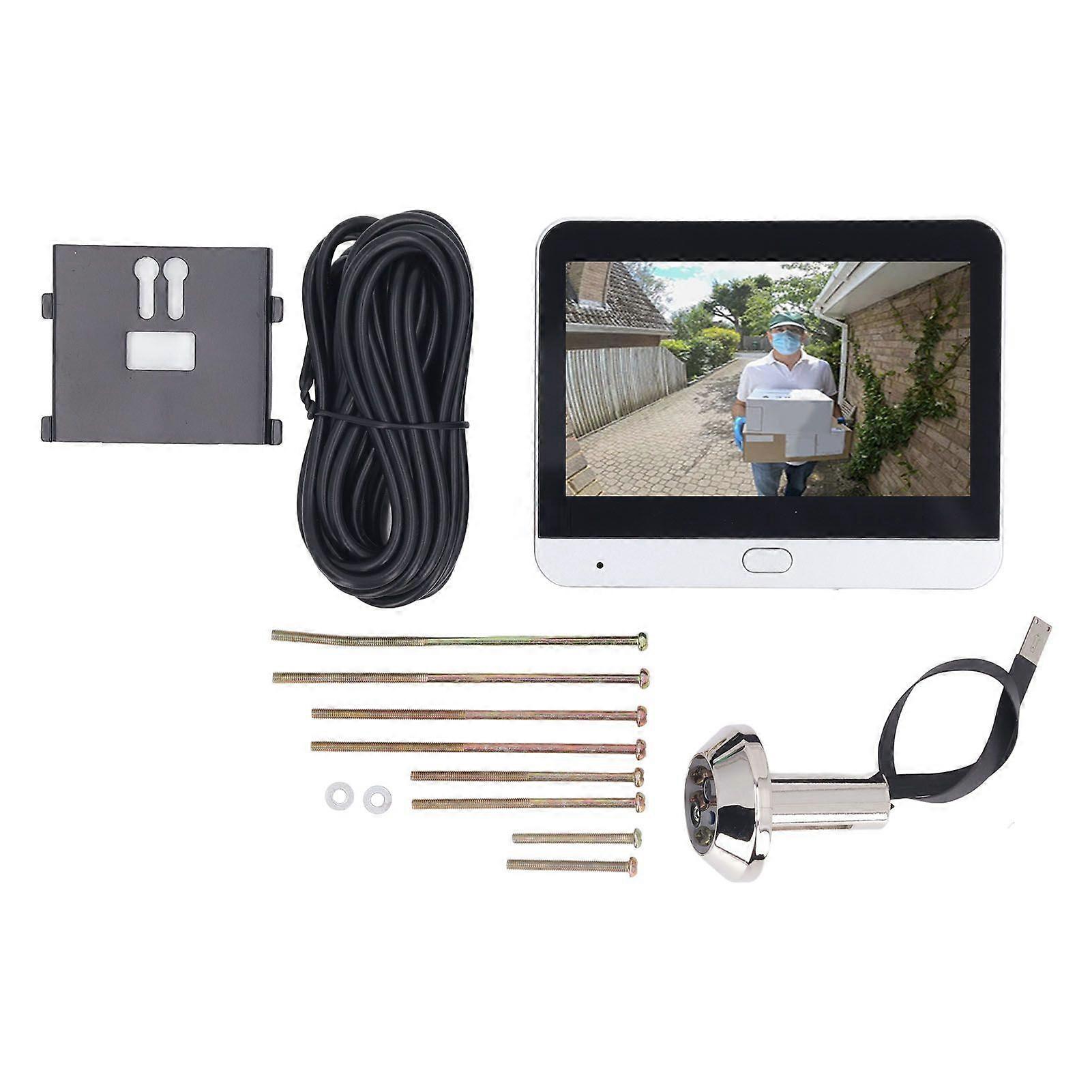 4.3inch IPS LCD Screen Digital Peephole Viewer 120 Degree Wide Angle 1080P WiFi Video Intercom System with Night Vision Motion Detection Silver