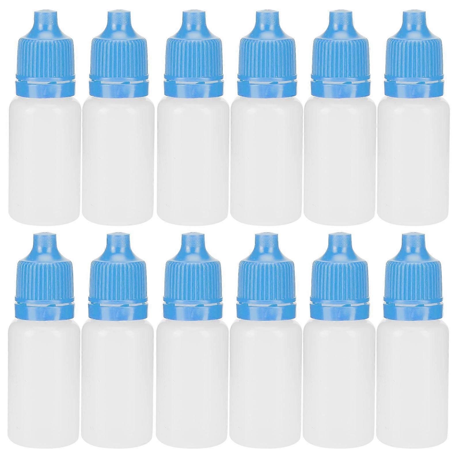 50Pcs 10ml Eye Liquid Bottle Portable Squeezable Empty Eye Drops Container with Plugs LidBlue