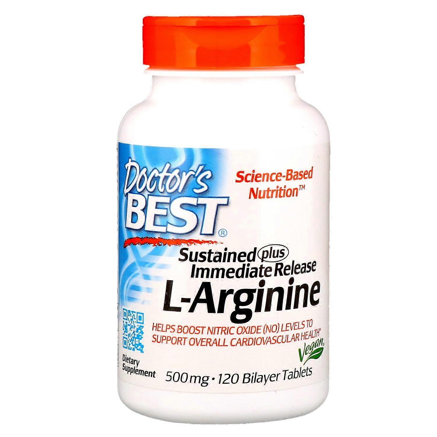 Doctor's Best, Sustained Plus Immediate Release L-Arginine, 500 mg, 120 Bilayer