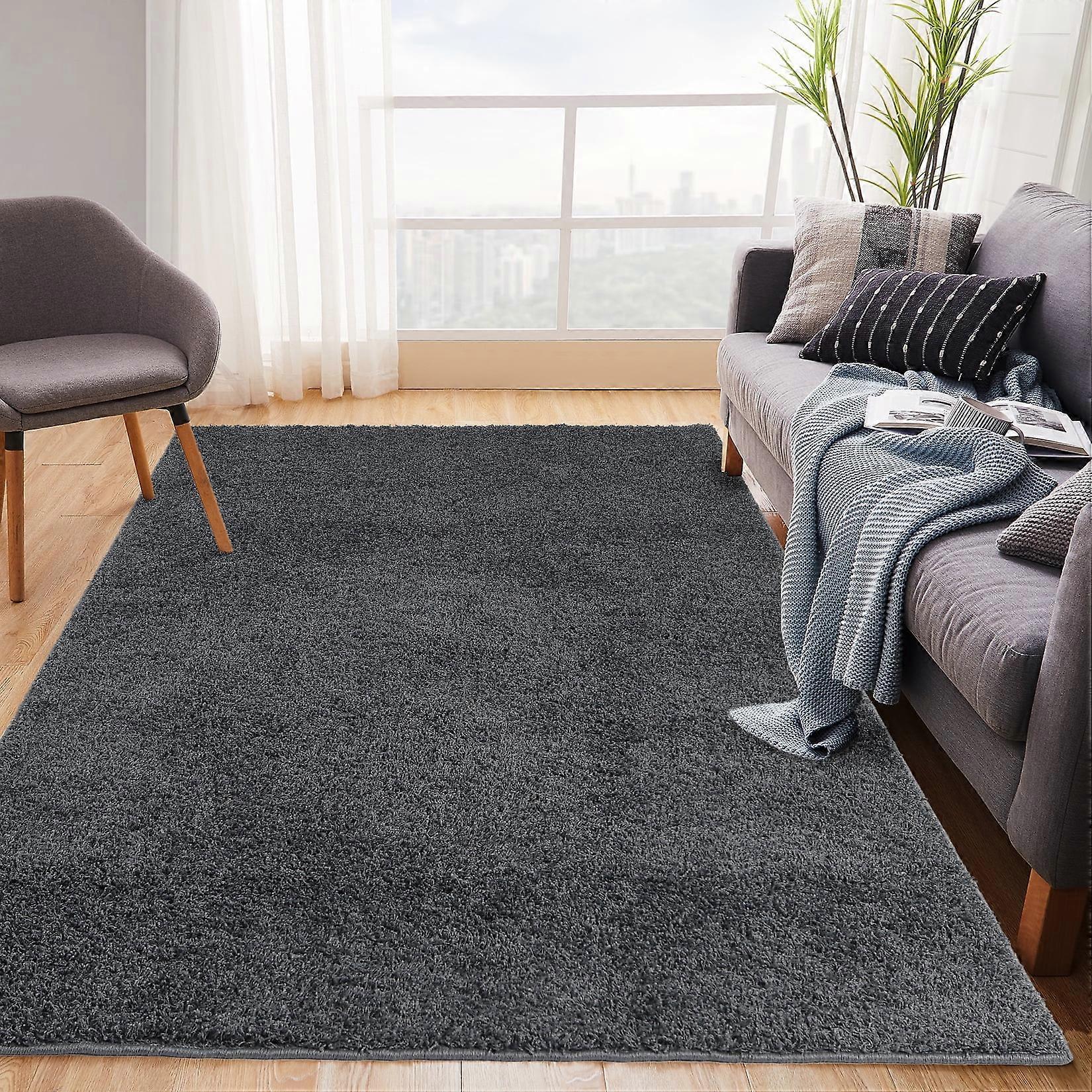 Haperlare Modern Runner Rug, 2' x 8' Shaggy Runner Rug with Rubber Backing Plush Hallway Runners, Dark Gray