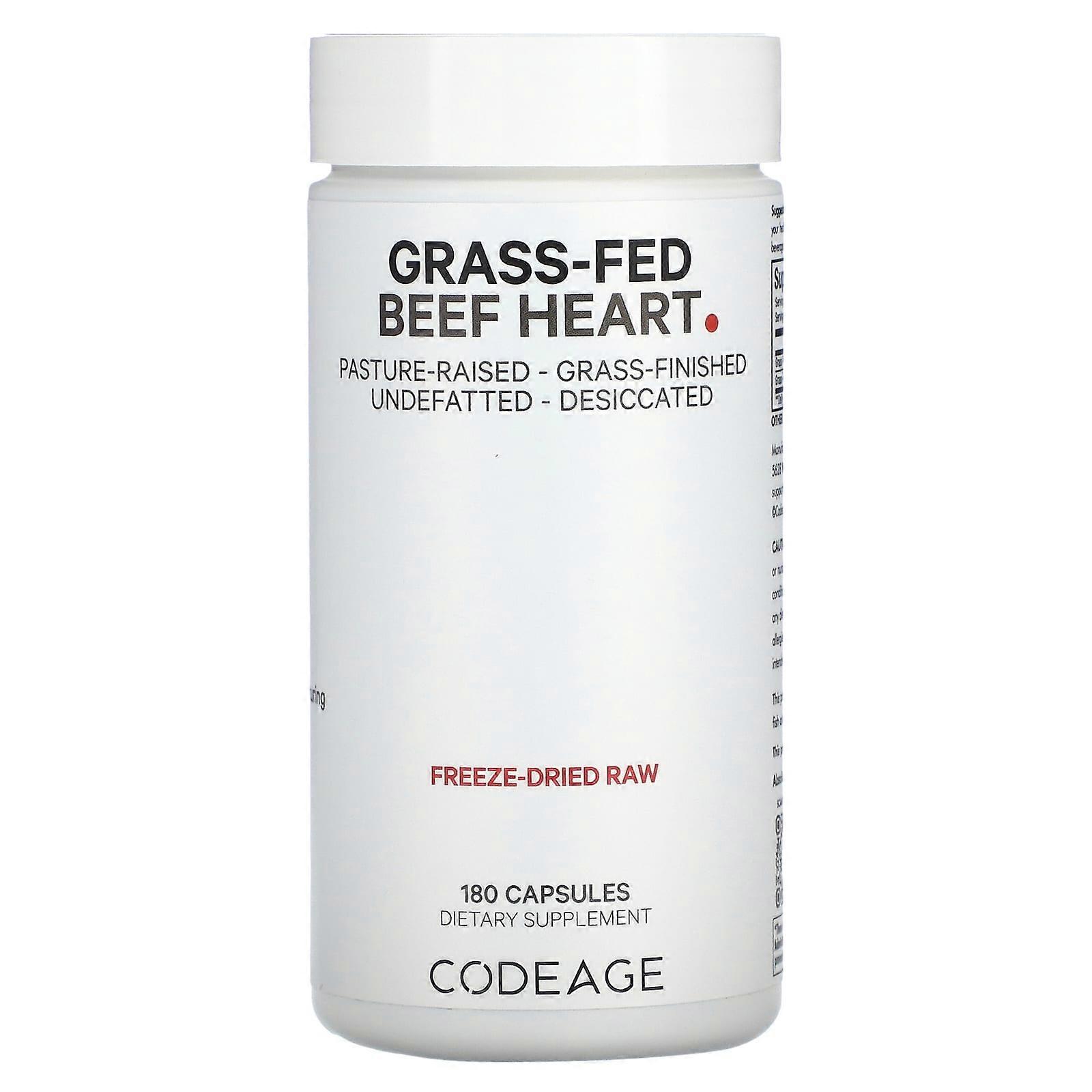 Codeage, Grass-Fed , Beef Heart, Pasture Raised, 180 Capsules