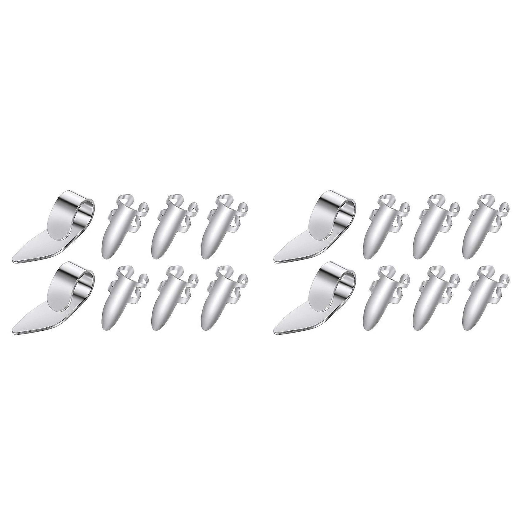 Lot de 8 médiators pour pouce de guitare en acier inoxydable avec étui (argent)