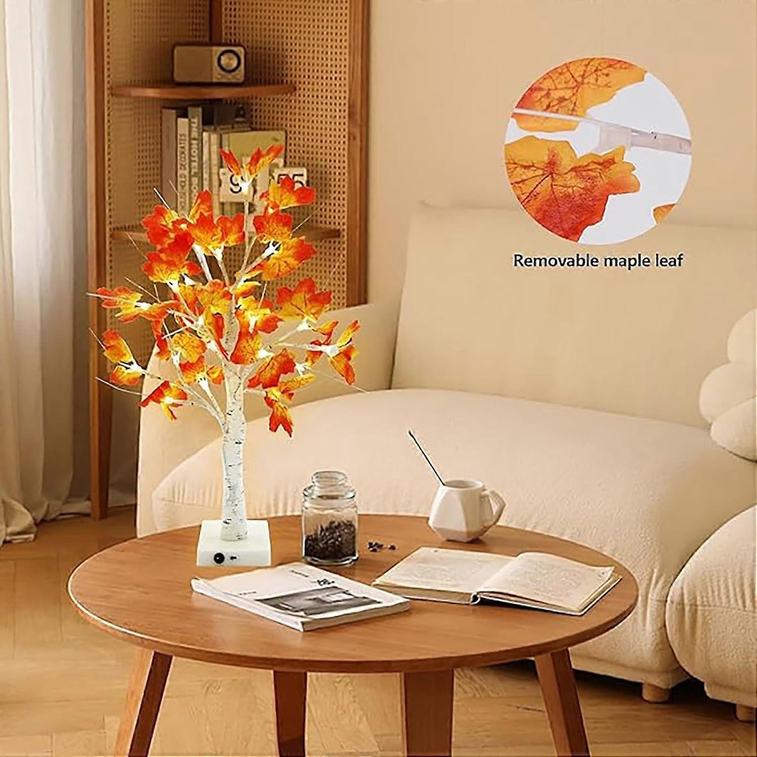 Waterproof LED Maple Leaf Light Tree 60cm Height Warm White Indoor Decoration With Timer Removable Base