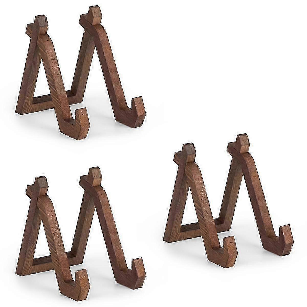 Wooden Plate Holder Display Stand, 3 Pack 6 Inch Decorative Picture Frame Photo Stand for Cookbook Tablet Craft Display