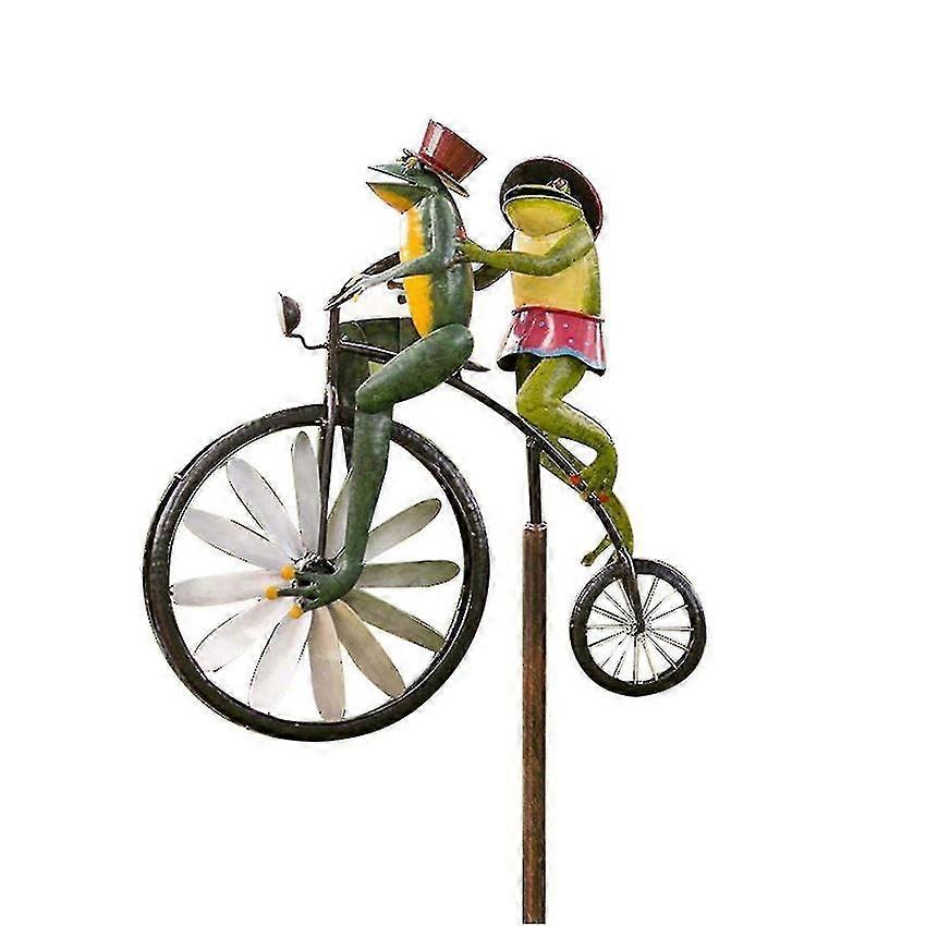 Cata-vento de metal estilo bicicleta vintage para decoração de jardim, 30 cm (12 polegadas).