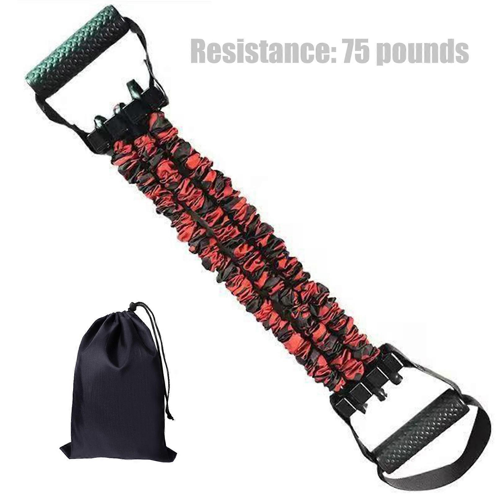 Expert 75lb Resistance Cycle Group With 3 Modifiable Pulls Dense Transportable Includes Storage Bag For Pilates Center Workouts  Red