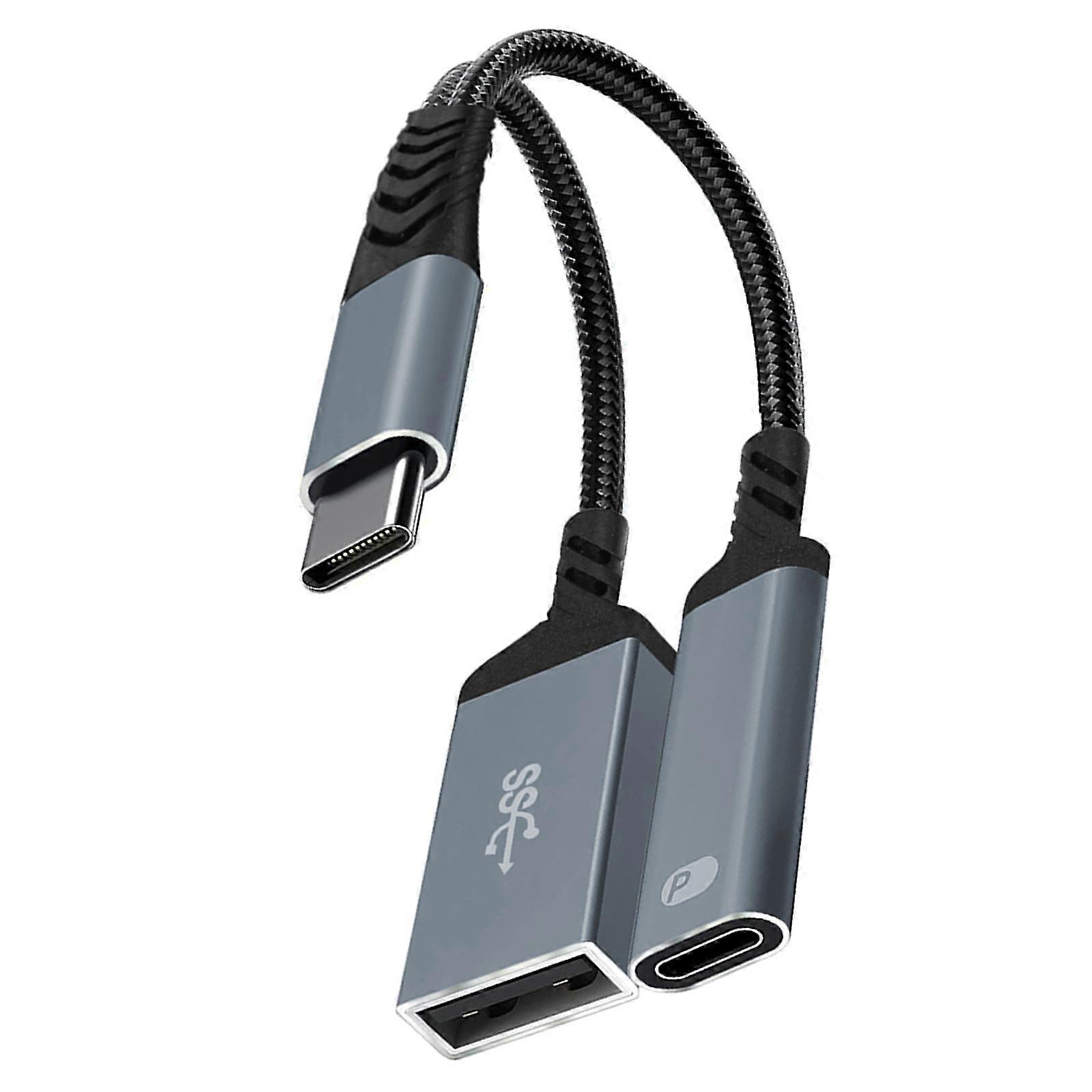 Two Port USB C OTG Converter PD60W Fast Charging Fast Speed Data Transfer for Mobile Devices Multicolor