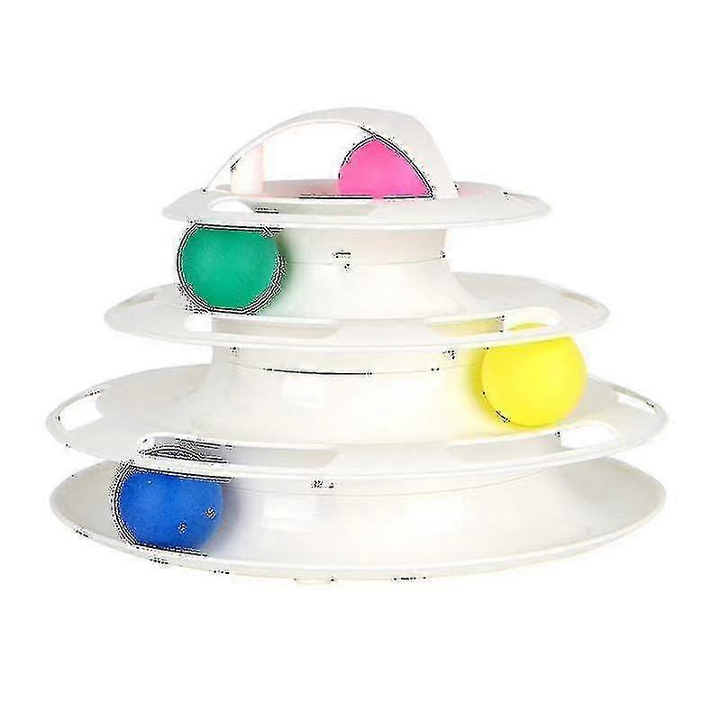 Turntable four-layer pet cat toy (white)