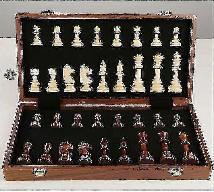 Wooden Chess Set 45cm Large Folding Chess Board Game 2 Extra Queens