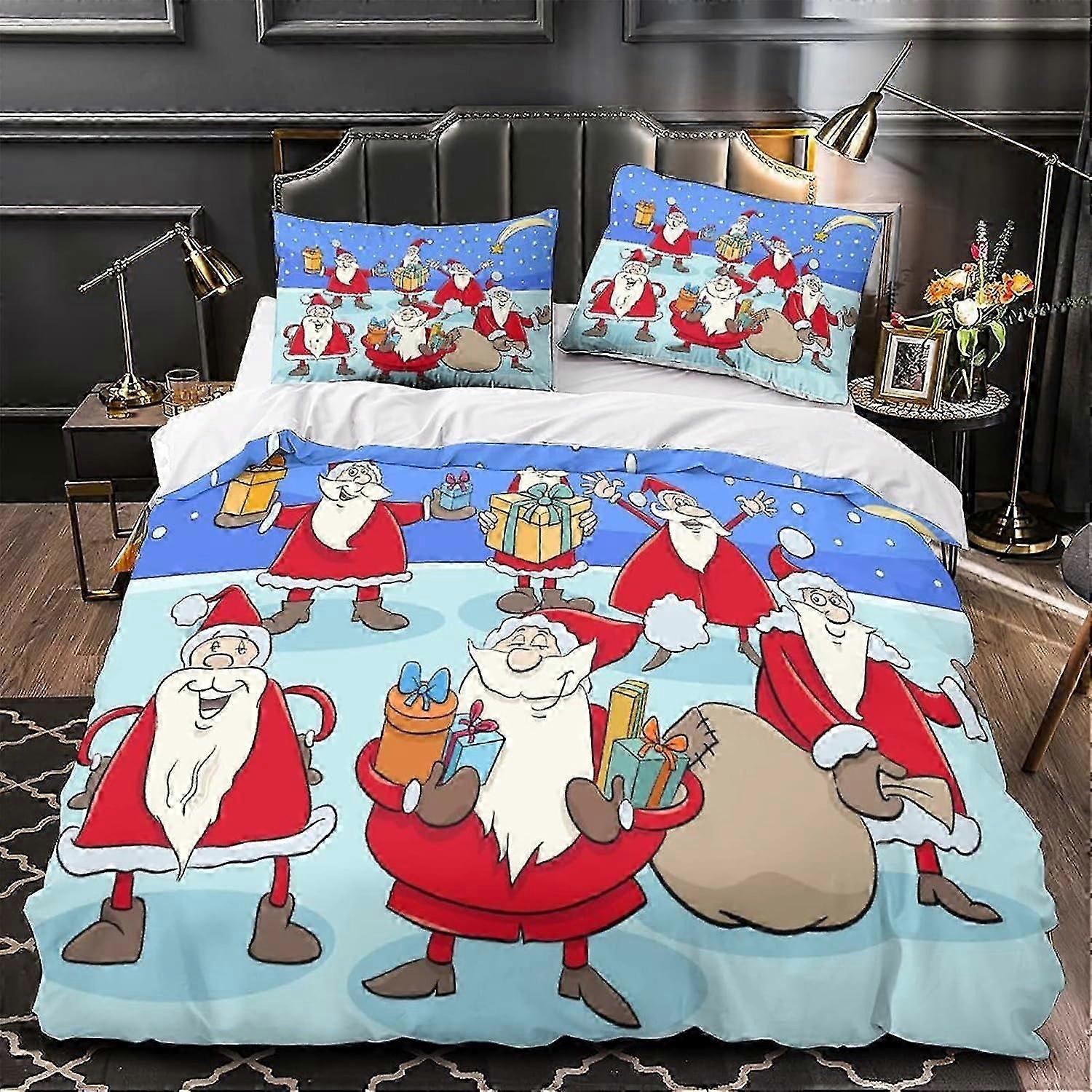 مجموعة غطاء لحاف مع مجموعة هدايا عيد الميلاد المطبوعة لعيد الميلاد للأطفال المراهقين الكبار 1 قطعة غطاء لحاف مع إغلاق
