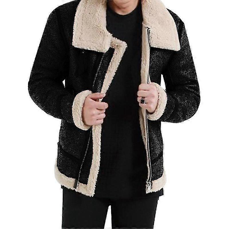 Men Faux Lamb Fleece Lined Jacket Coat