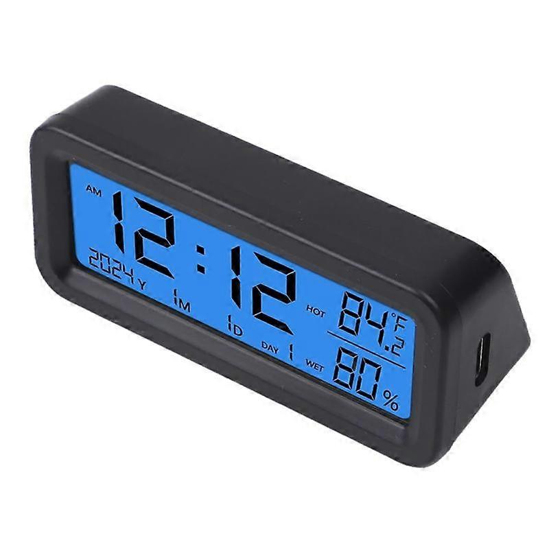 Car Solar-powered Clock Thermometer Humidity Meter