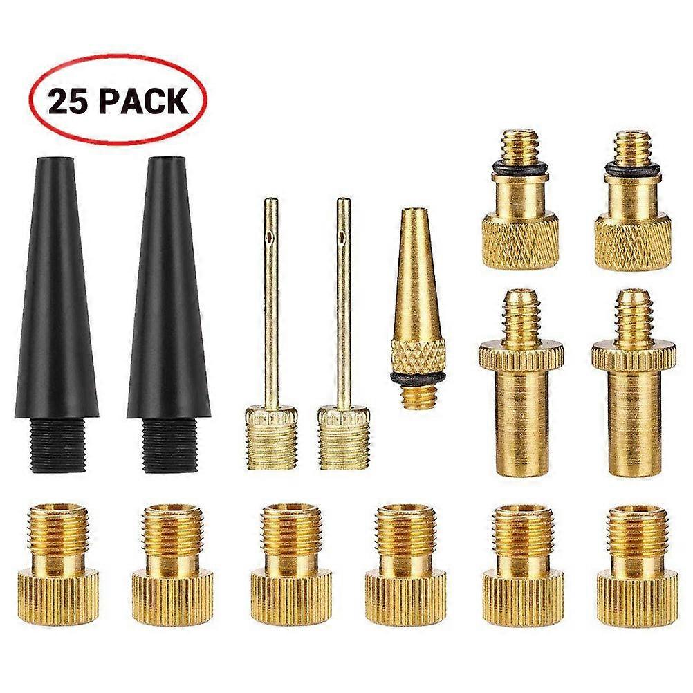 25pcs/set Valve Adapter Pump Valve Set for SV AV DV Dunlop French Flash Valve Presta Valve with Ring
