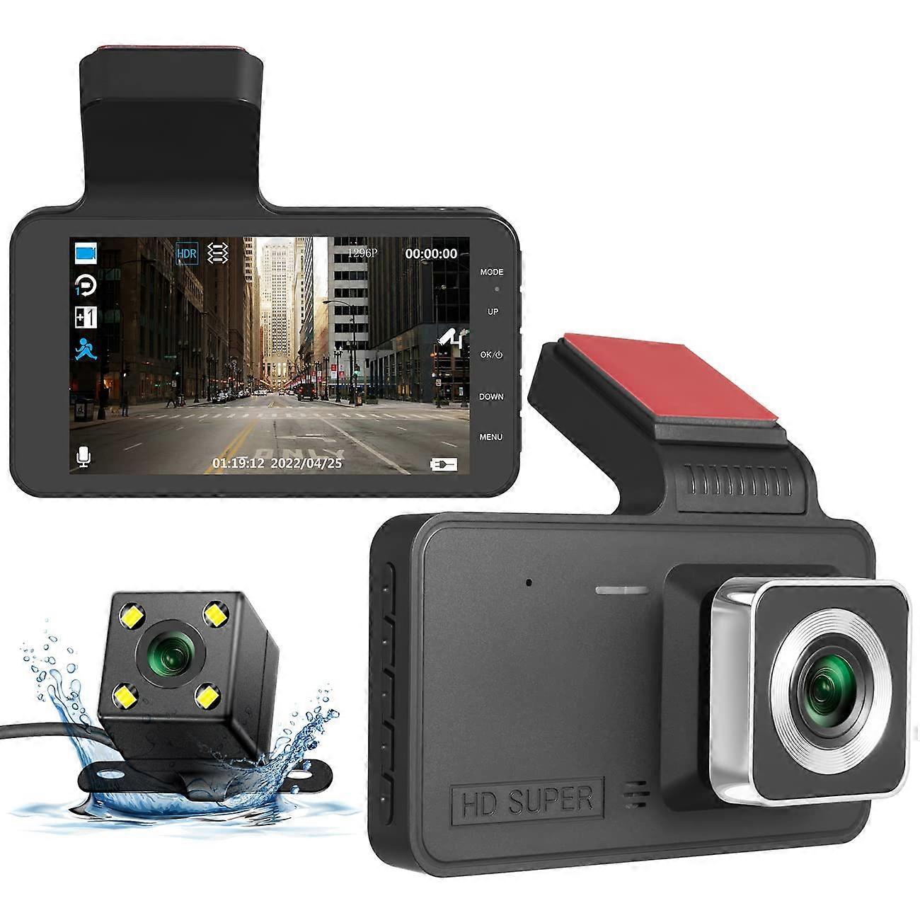 Dash Cam Front and Rear 1080P Full HD Car DVR Camera with Night Vision, 170° Wide Angle, GSensor