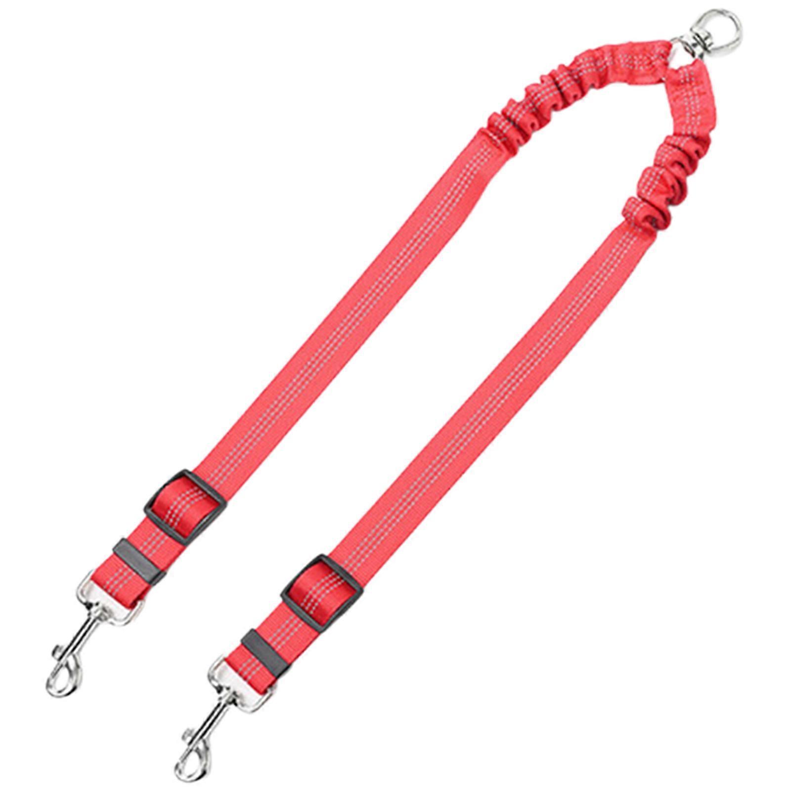 Double Ended Pet Leads For 2 Dog Tear Resistant Nylon Secure Clip Fatigue Reducing Walking Rope for Various Breeds  Red