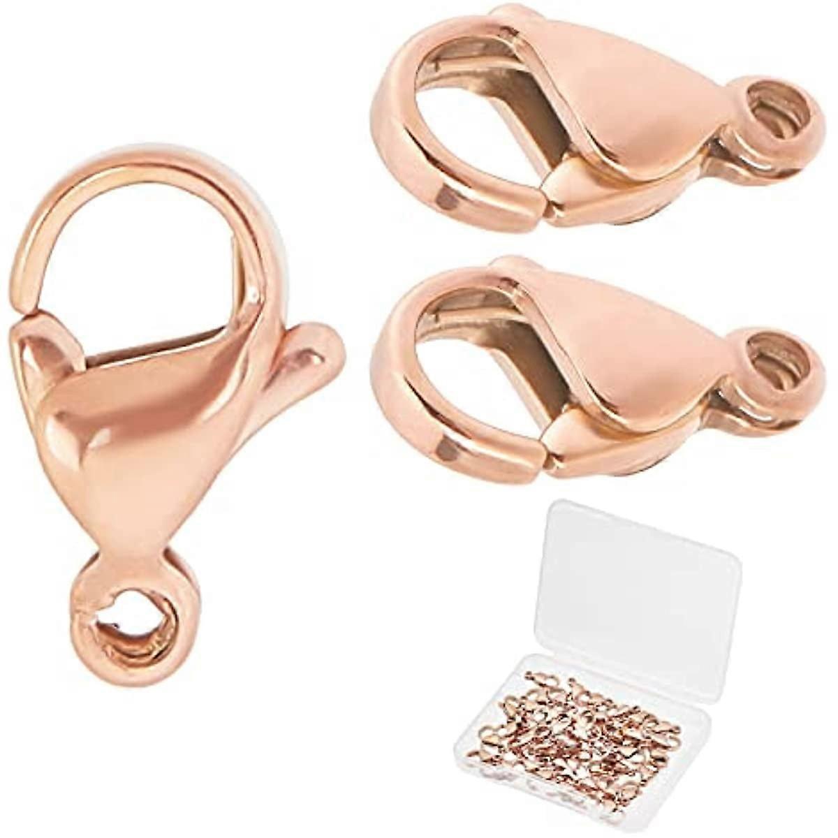 50Pcs Rose Gold Lobster Clasps 11mm Bracelet Extender Clasps Connector for DIY Bracelet Necklace Jewelry Repair Kit