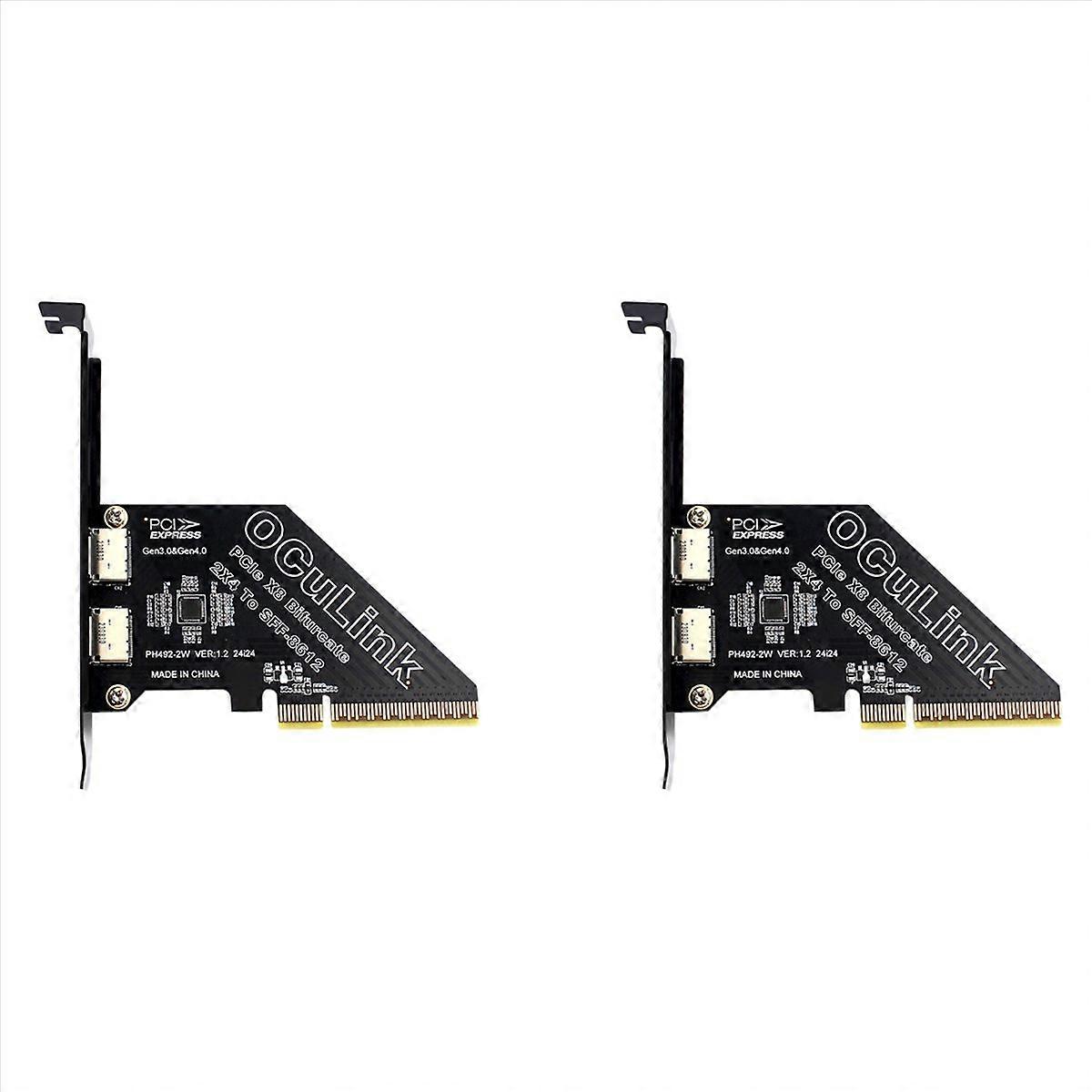 2X SFF 8611 & 8612 Adapter Card PCie 4.0 X8 to Oculink Support Convert SFF-8639 U.2 SSD 2-Port Expan
