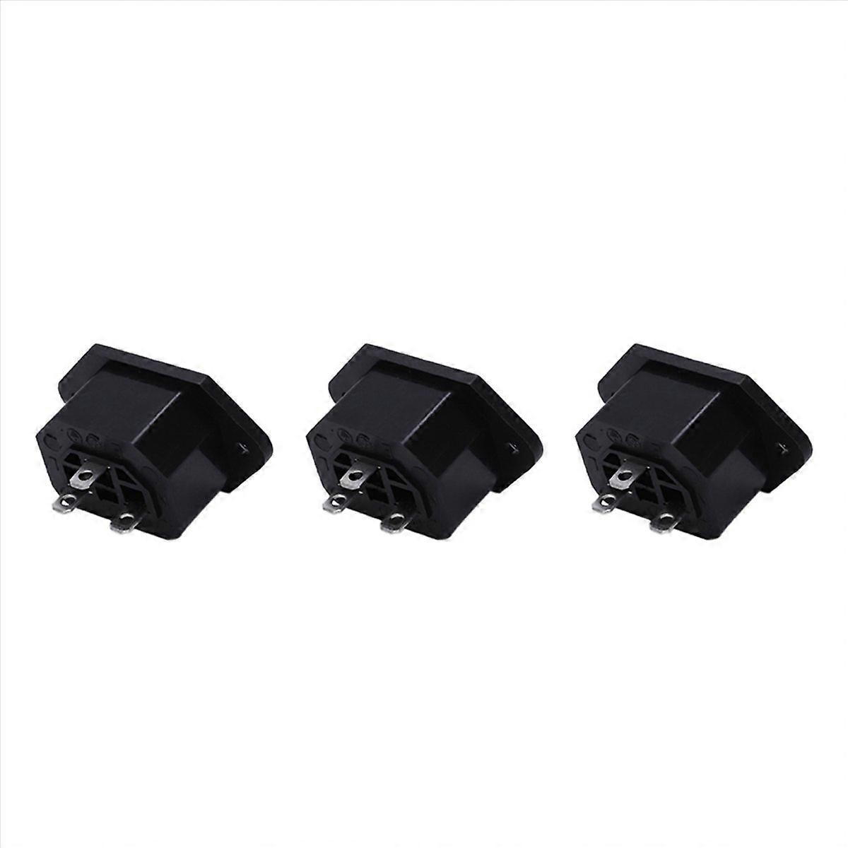 3X AC 250V 10A IEC 320 C13 Panel Mount Plug Connector Socket Black