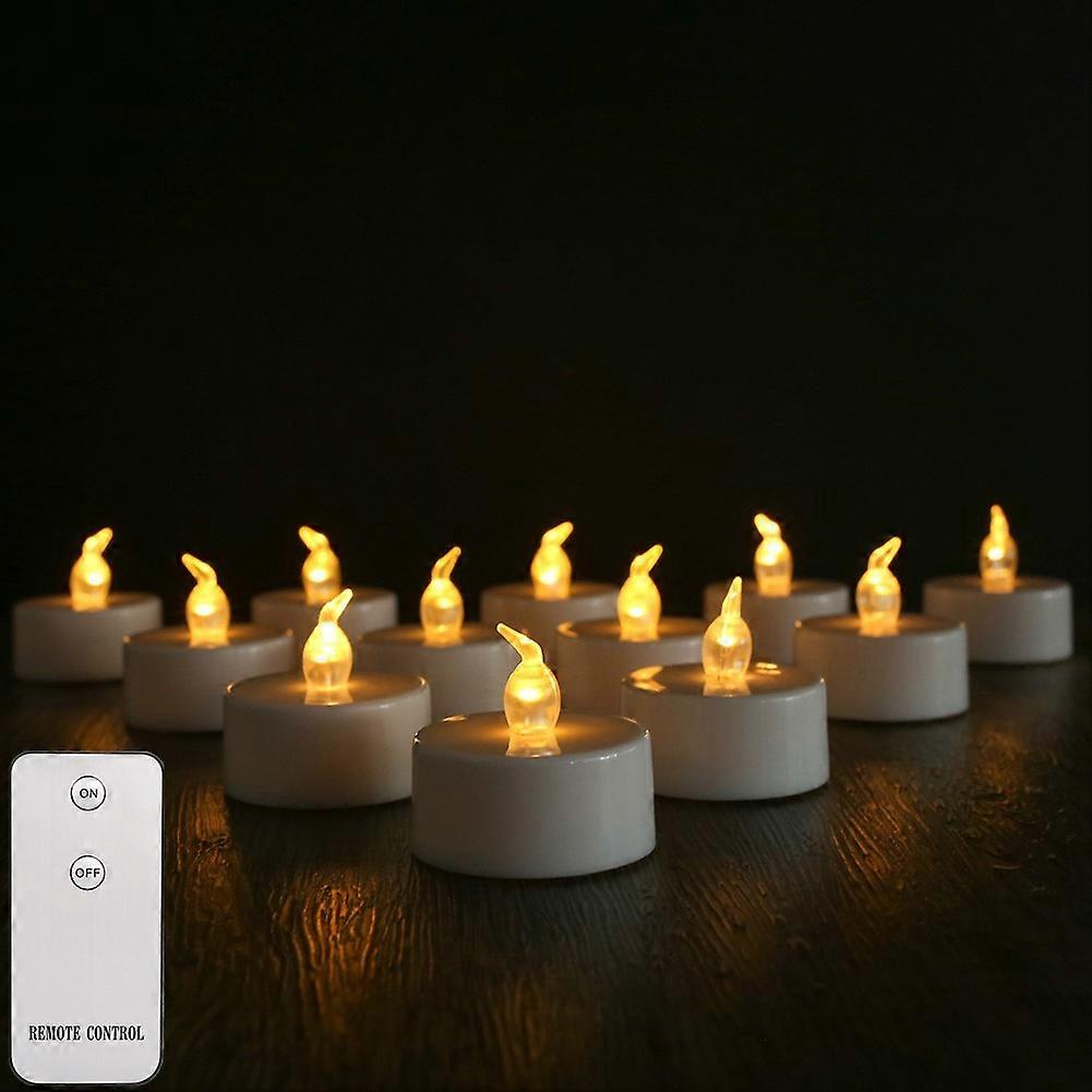 Battery Operated Tea Light Candles with Remote Control 12/24Pack Flameless Flickering LED Realistic and Bright  Electric Candles