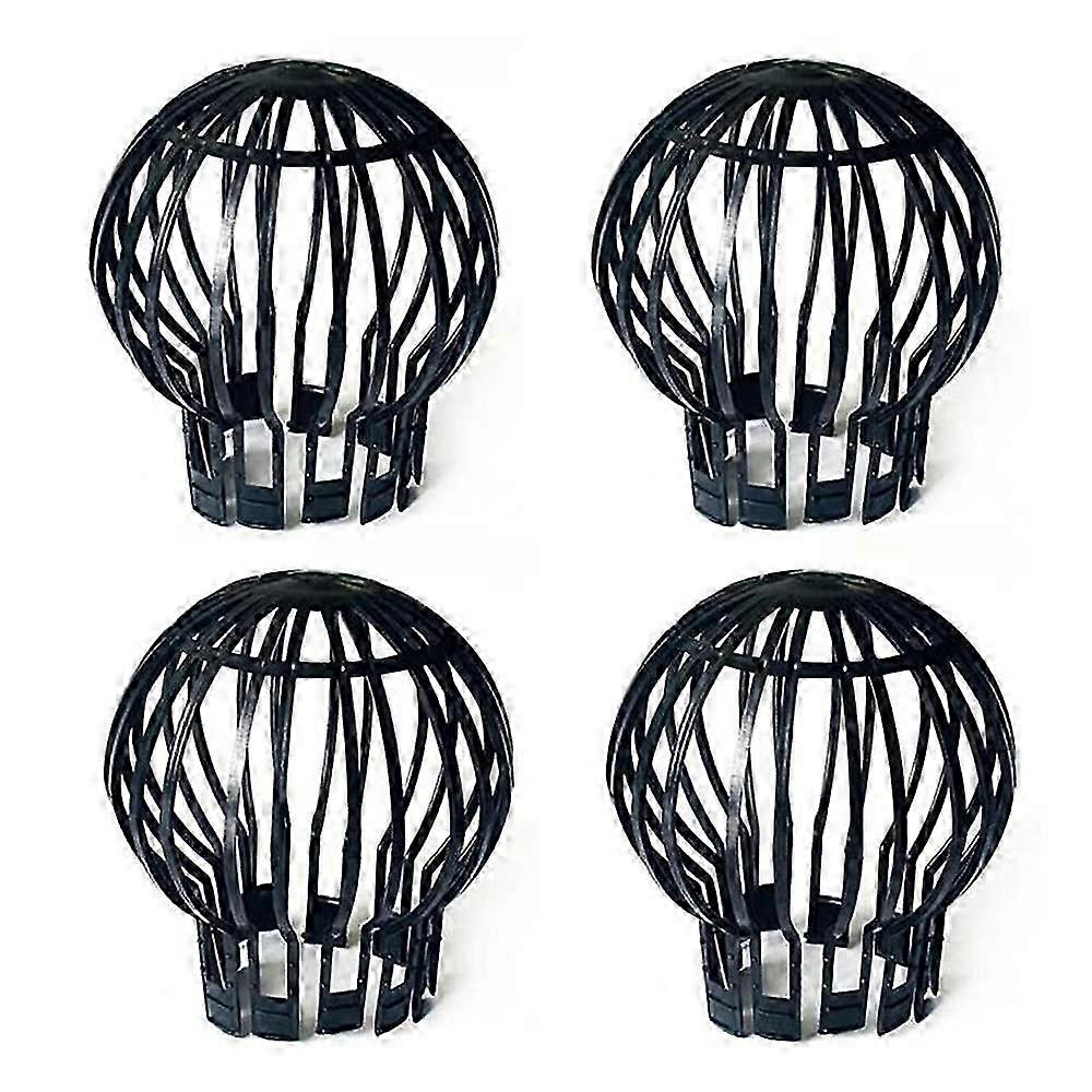 4Piece Black Downpipe Protector Set, Gutter Mounting, Plastic Mesh Basket, Leaf Gutter Guard, Downpipe Cover, 4.9Inch Diameter, Polypropylene.