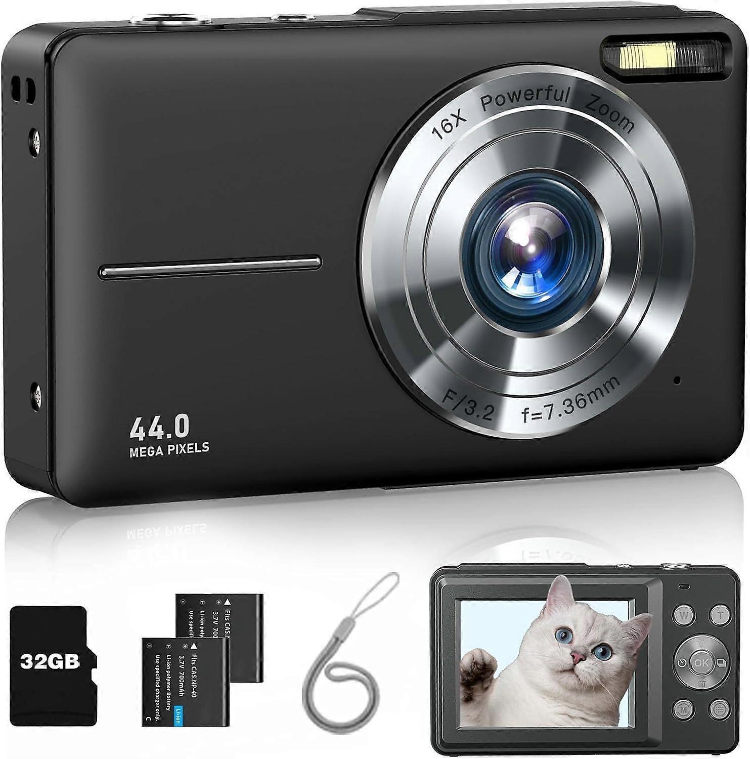 Digital Camera, FHD 1080P Point and Shoot Camera with 16X Zoom Anti Shake, Compact Small Portable