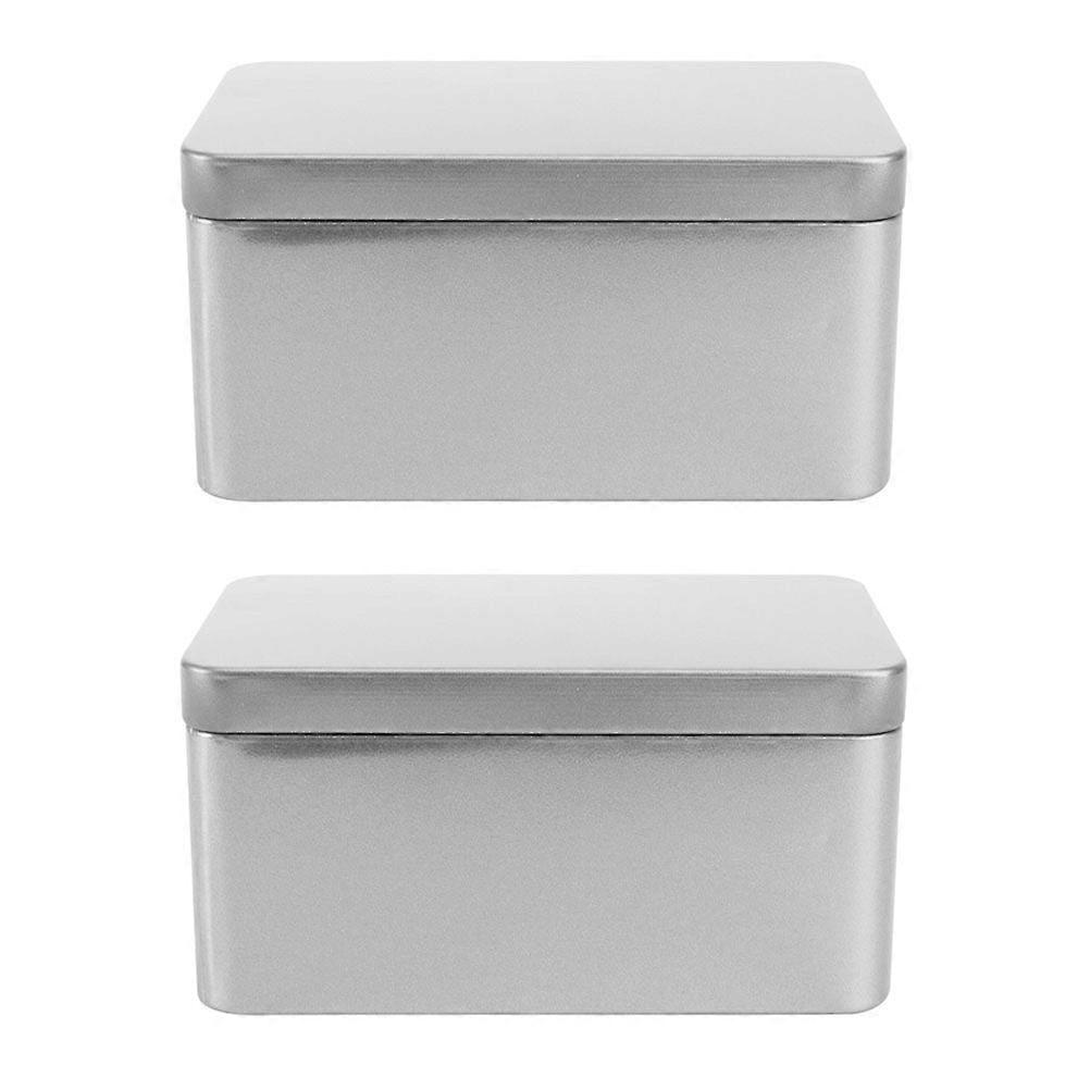2Pcs Household Tea Box Bulk Tea Packaging Box Rectangular Tinplate Storage Box