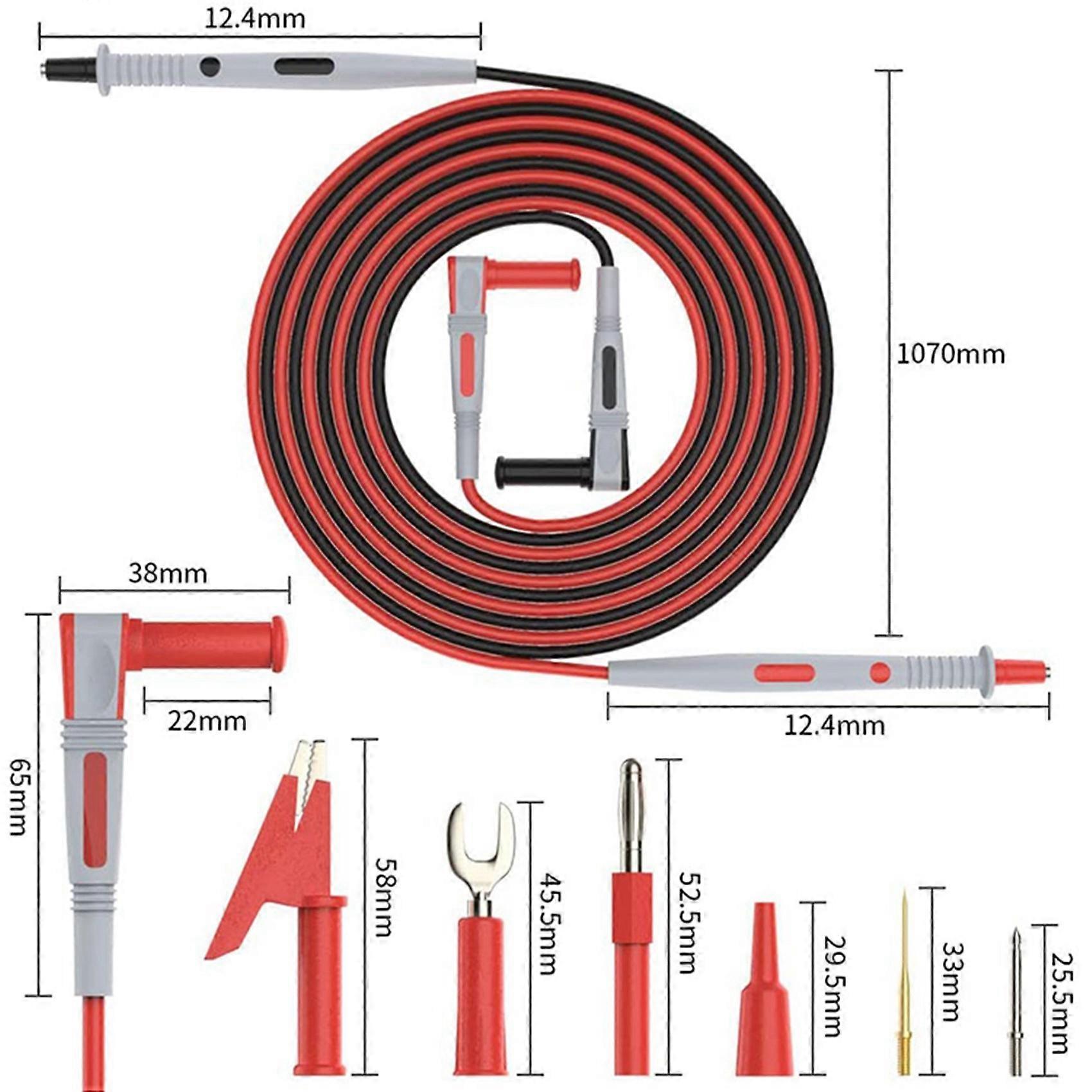 4x P1503B Multimeter Test Leads Kit,Digital Multimeter Leads with Alligator Clips Replaceable Multimeter Probes Tips Set