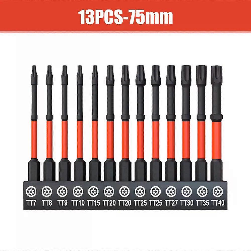 13pcs Impact Torx head Allen Wrench Drill Bit Set T7-T40 Hex-Shank S2 Steel Hex Screwdriver Bits Metric Magnetic
