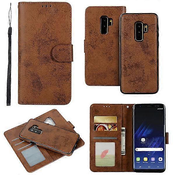 LEMAN Wallet Case with Magnetic Function - compatible with Samsung Galaxy S9Plus Brown