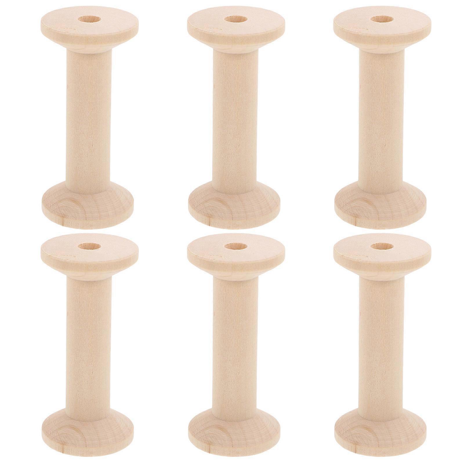 Empty Thread Wooden Spool for Embroidery 6Pcs Large Wooden Spools