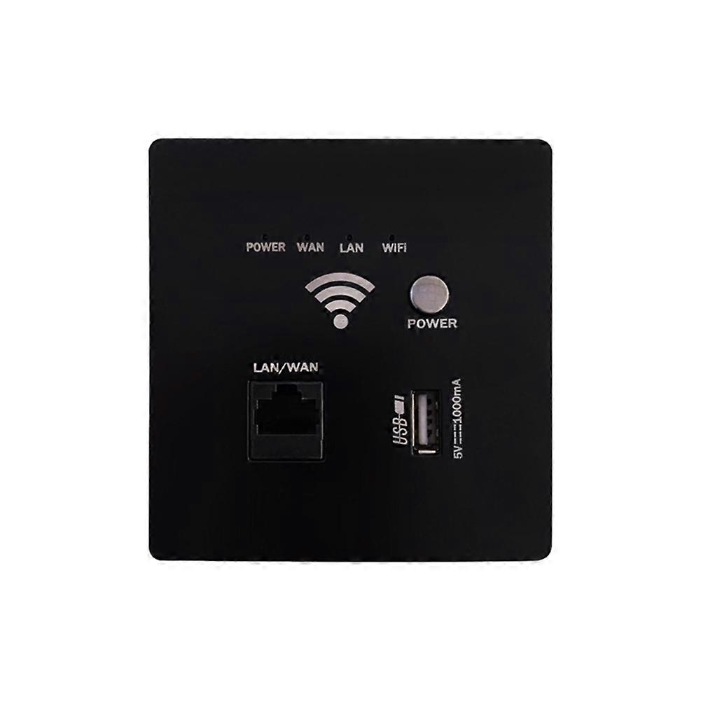 AP300Mbps USB Socket Wall Embedded Wireless AP Router Wall Charger WIFI USB Charging Socket Panel WiFi Socket Black