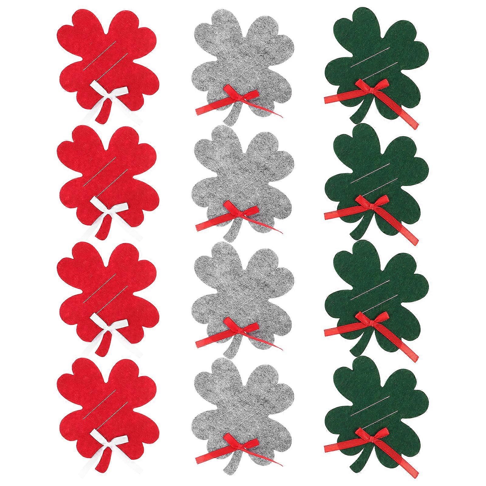 Four Leaf Clover Wallets for Holiday with 12Pcs Assorted Color Felt Clips