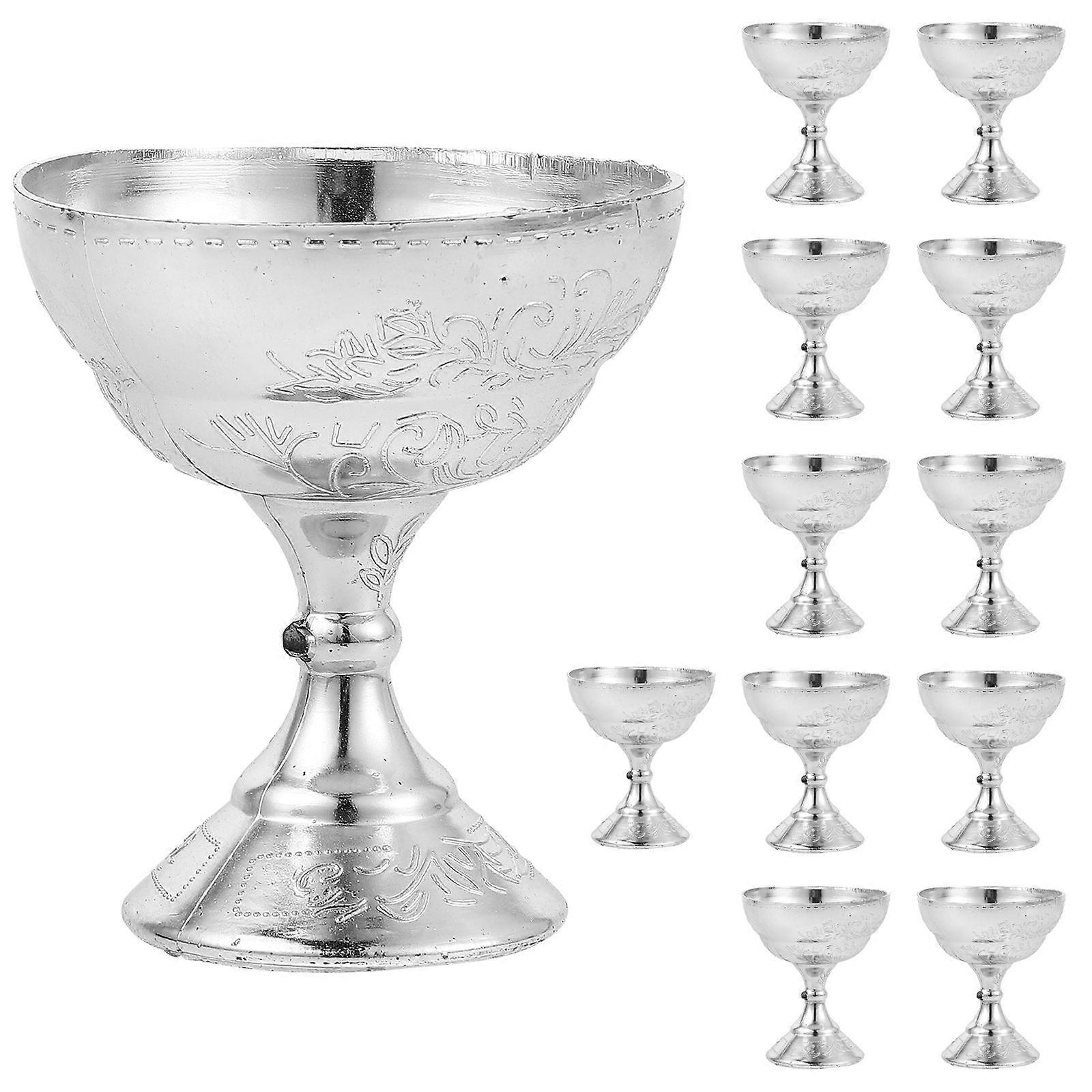 Wedding Candy Goblet Box for Candy Storage 12Pcs Silver Plastic Decorative Boxes
