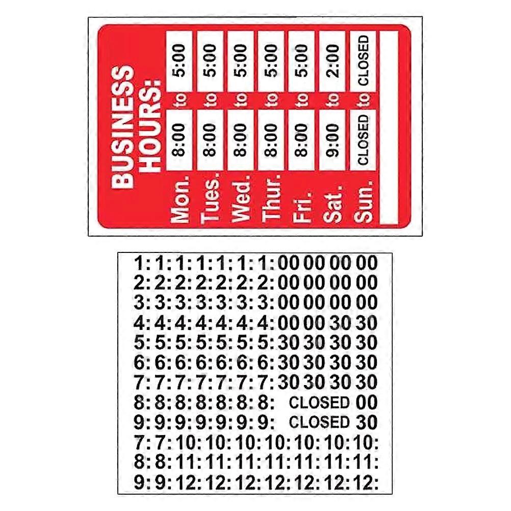 Business Hours Sign Open Signs Window Stickers for Store Use 2Pcs Red PVC