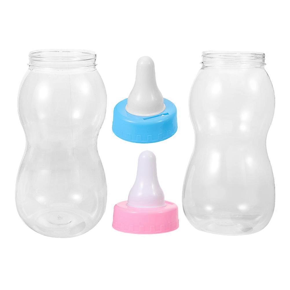 Transparent Milk Bottle Coin Storage Bottle for Storage 2Pcs Plastic Material