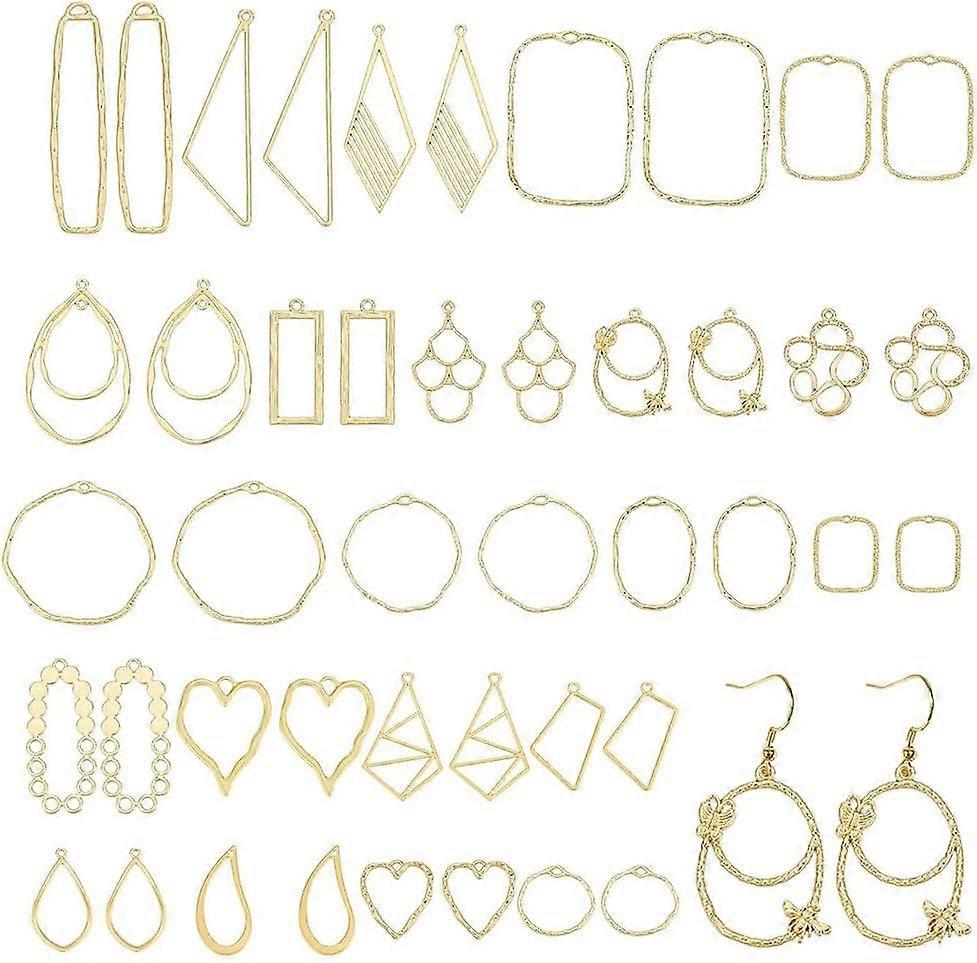 44Pcs 22 Styles Open Bezels for Resin Geometric Open Back Bezel Pendants Oval Hollow Charms Alloy Teardrop Frame Pendants Heart Open Frame Dangle Char