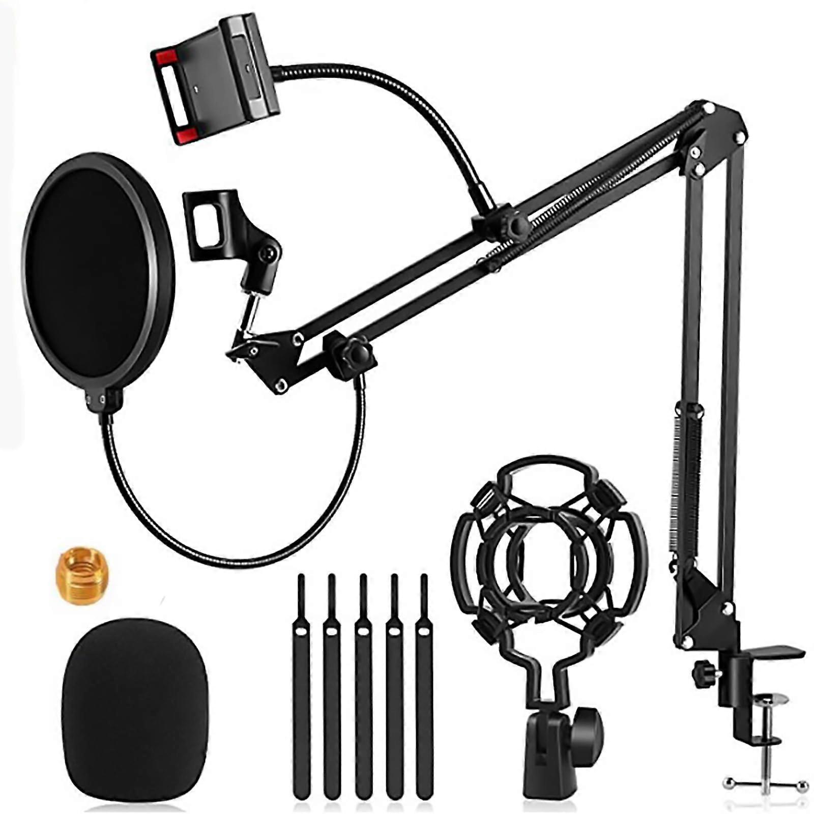 C35SET Adjustable Microphone Stand with Spider and Adapter for Blue Yeti, Studio Recording, Broadcasting, TV Use