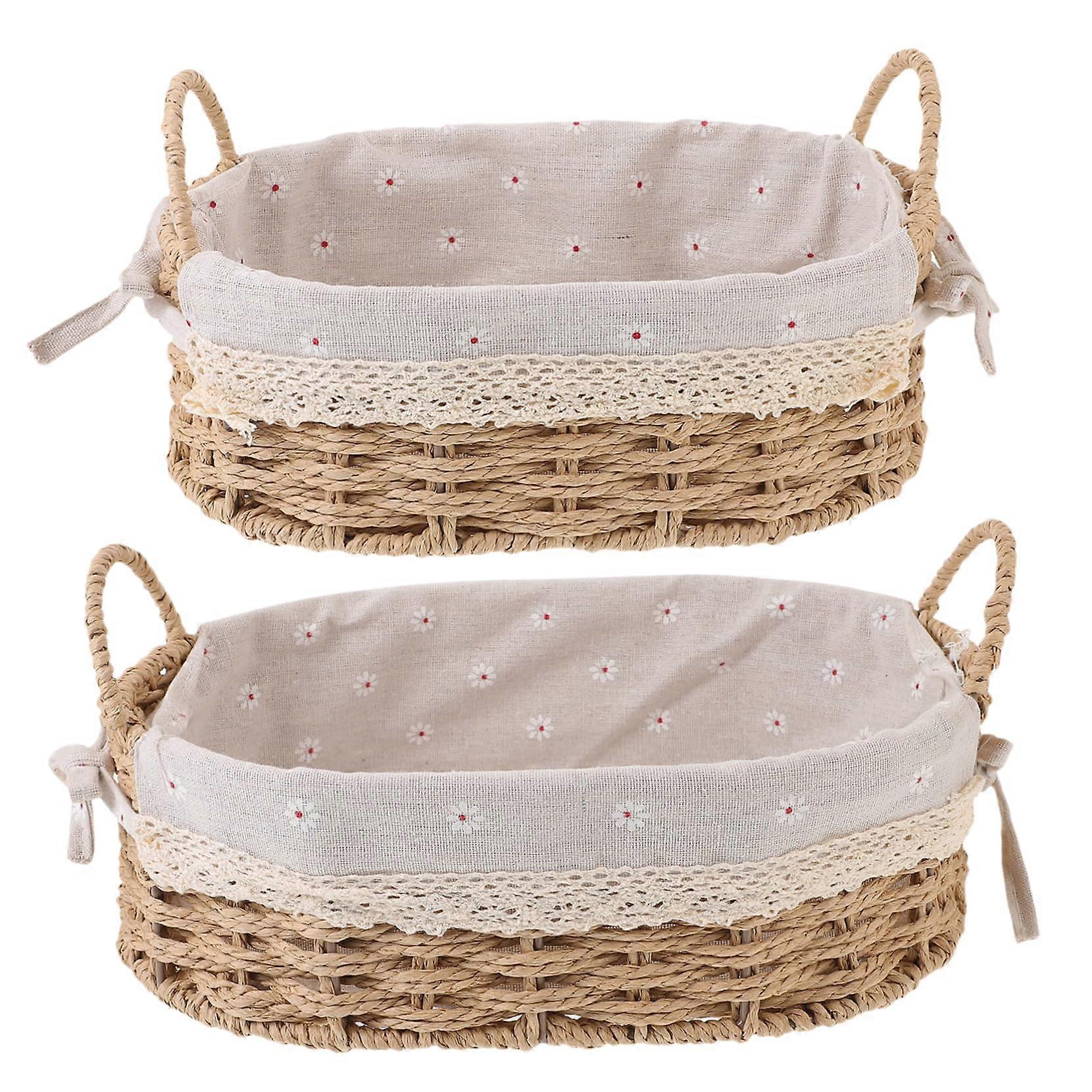 Woven Storage Basket with Cloth Liner Multipurpose Decorative Organizer for Home and Kitchen