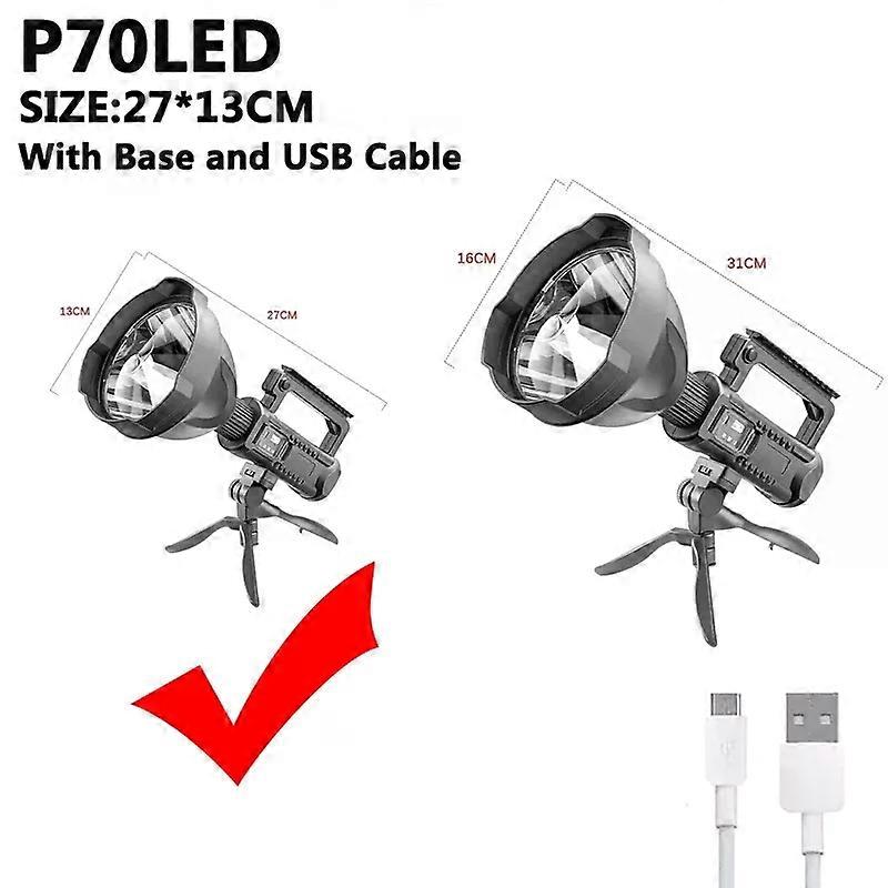 Portable Powerful LED Flashlight Mountable Bracket Handheld Searchlight USB Rechargeable Spotlight Waterproof Torch Light