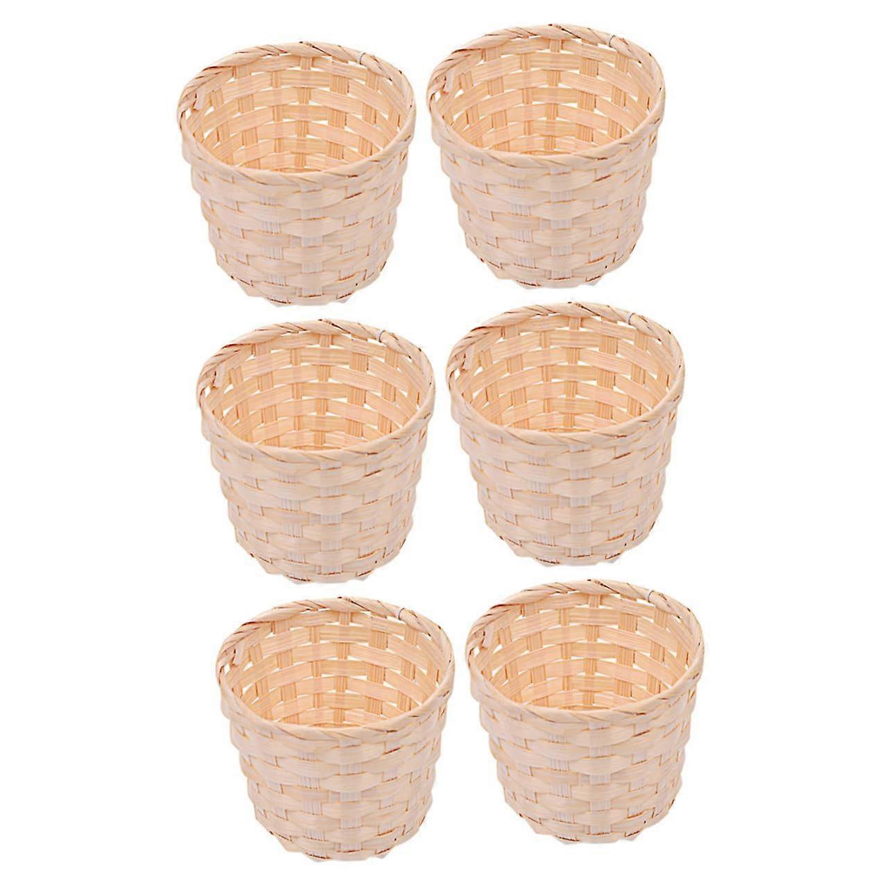 6pcs Large Bamboo Bread Baskets for Kitchen Storage and Laundry Organizer EcoFriendly