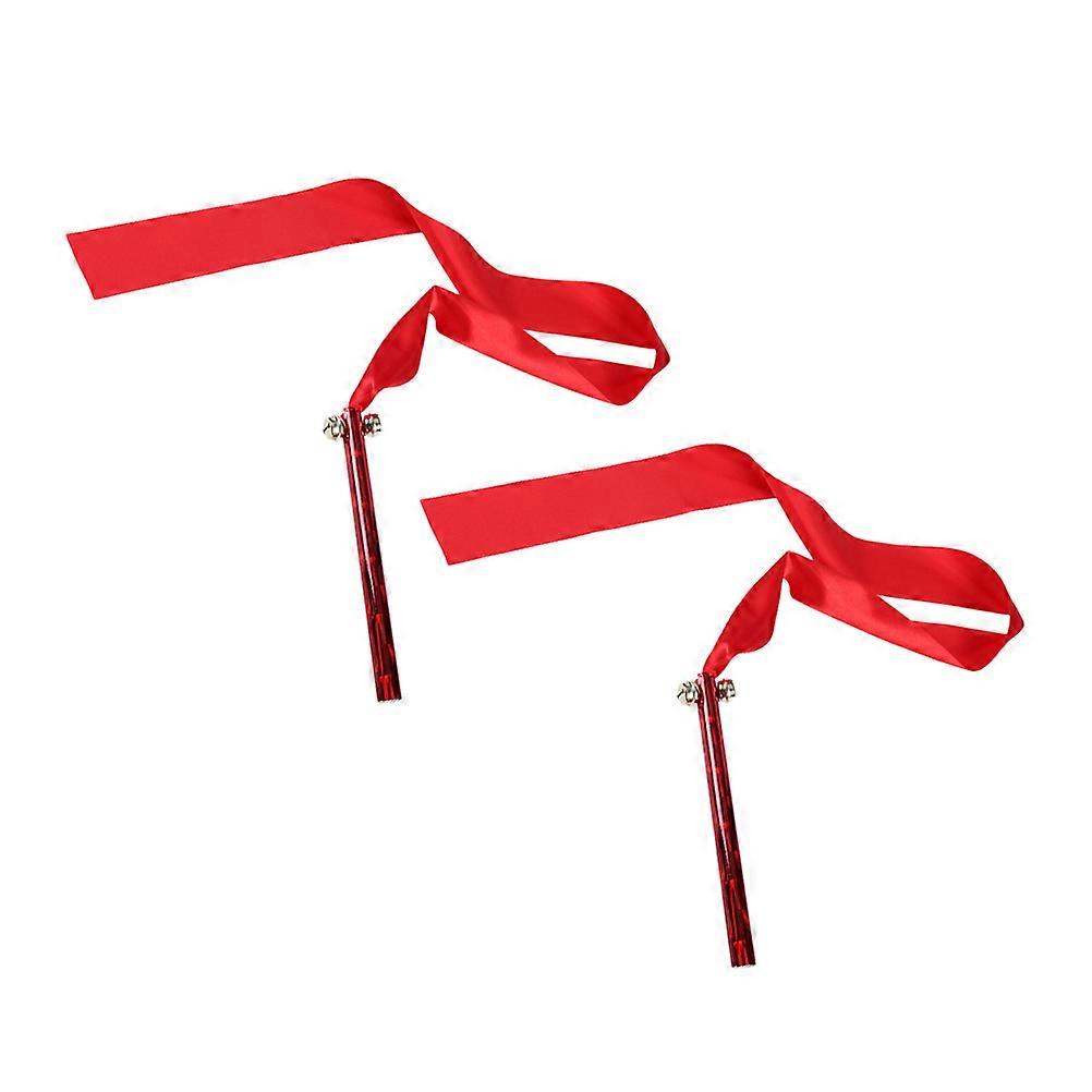 Dancing Silk Ribbon for Gymnastics 2Pcs Red Ribbon Props