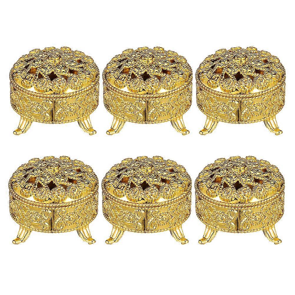 Golden PP Wedding Candy Boxes for Candy with Lid 6Pcs Pack